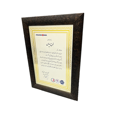 لوح سپاس پاکشوما به جناب آقای نجمی – عملکرد فروش سال ۱۳۹۸