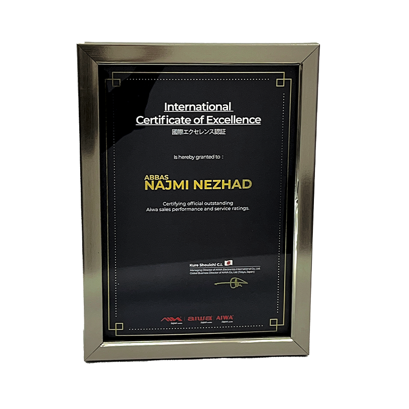 گواهی بین‌المللی شایستگی از AIWA – عملکرد برجسته فروش